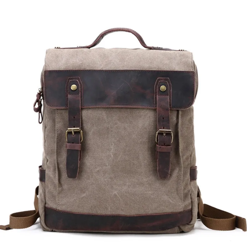 Waxed Canvas School Backpack, Casual Daily Backpack, Hiking Bag