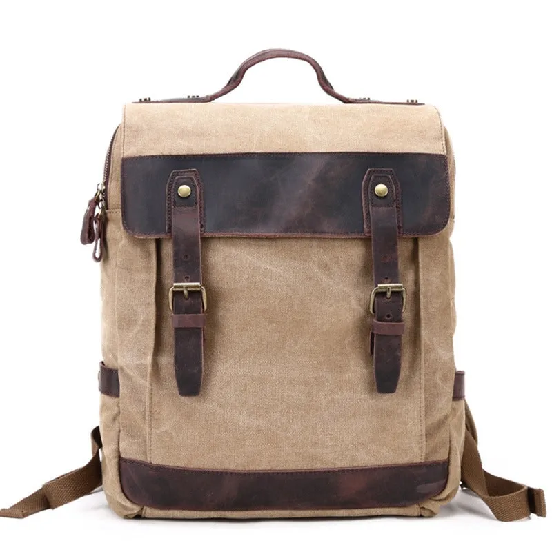 Waxed Canvas School Backpack, Casual Daily Backpack, Hiking Bag