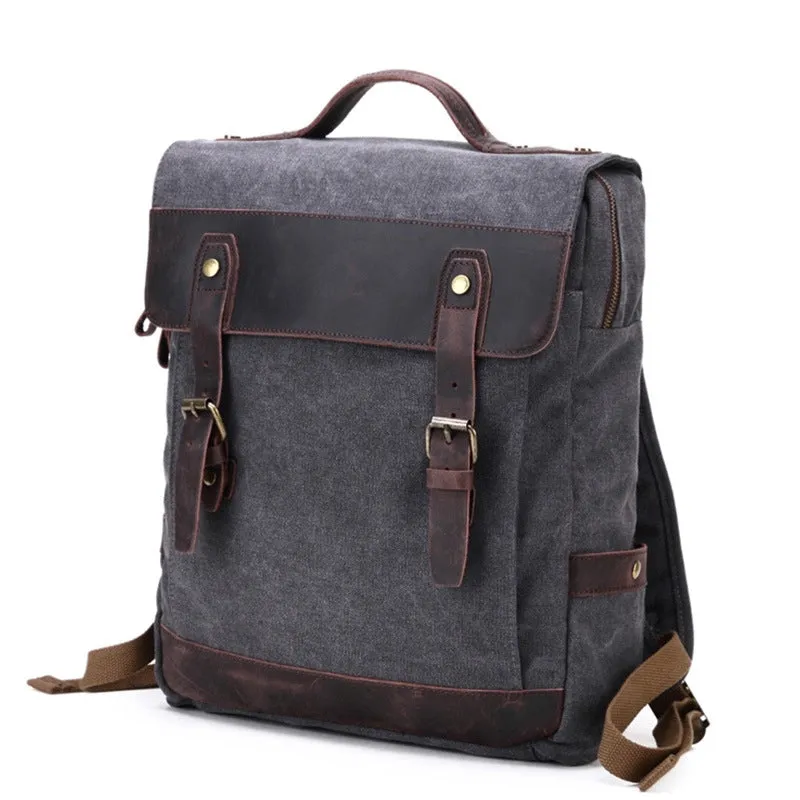 Waxed Canvas School Backpack, Casual Daily Backpack, Hiking Bag