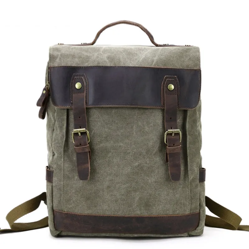 Waxed Canvas School Backpack, Casual Daily Backpack, Hiking Bag