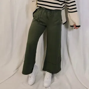 Weekender Wide Leg Pants - Olive - LAST ONE