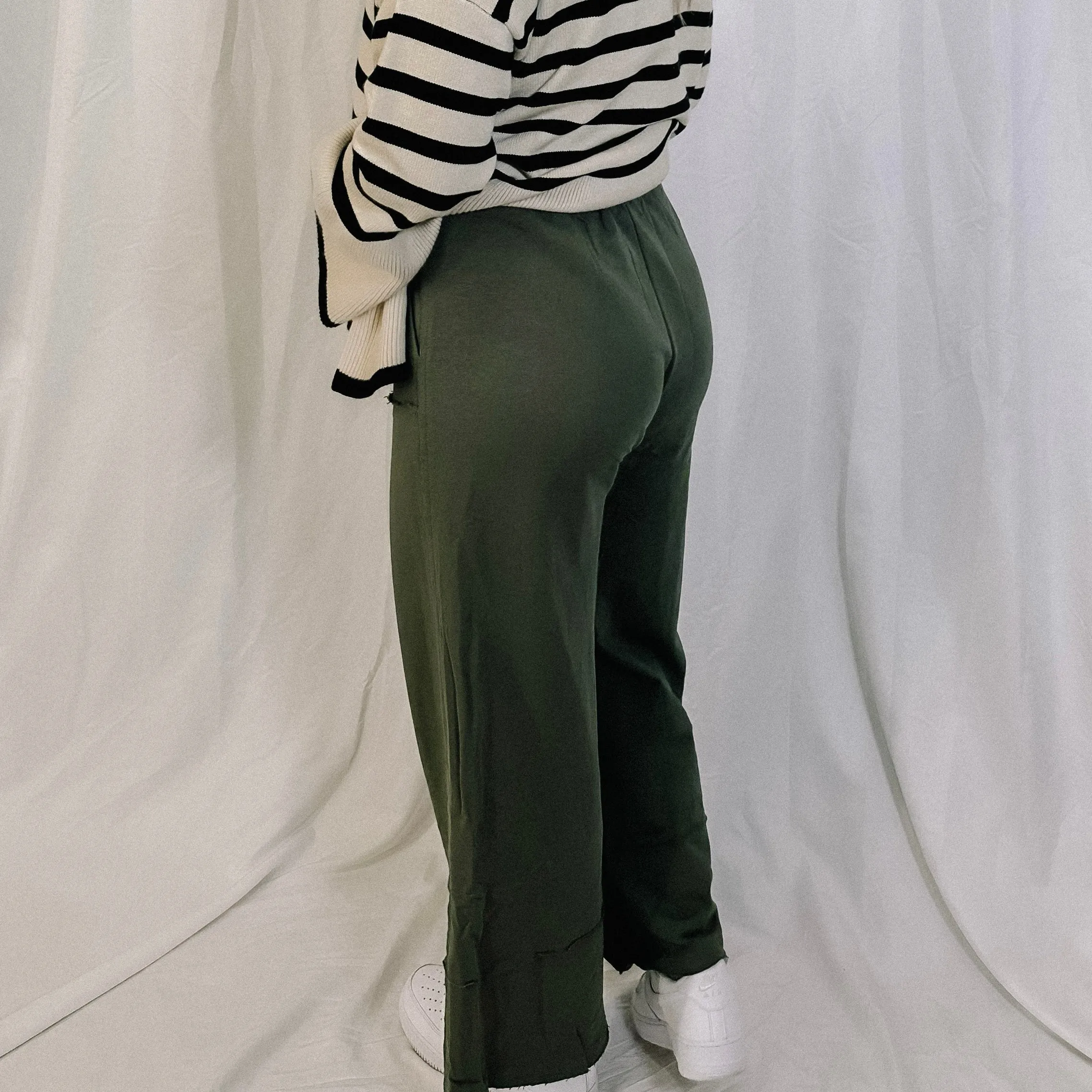 Weekender Wide Leg Pants - Olive - LAST ONE