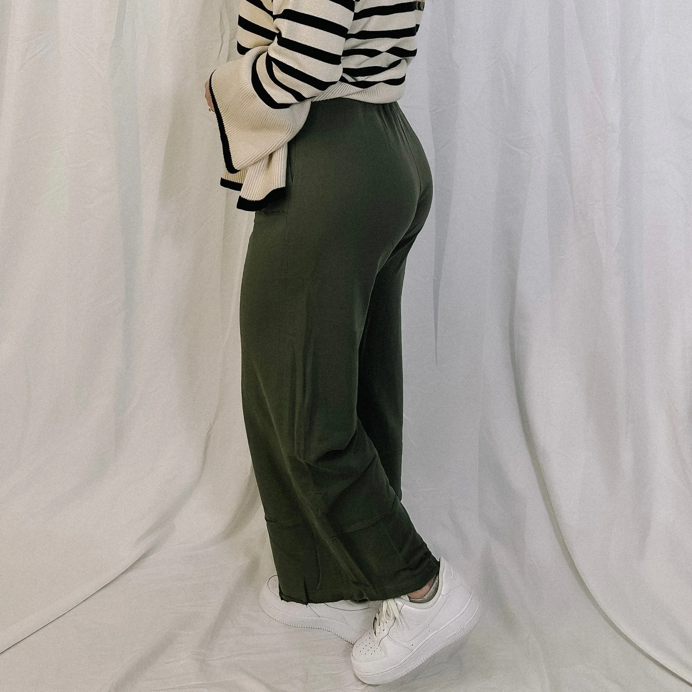 Weekender Wide Leg Pants - Olive - LAST ONE