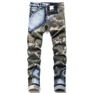 West Louis™ Ripped Distressed Camouflage Streetwear Denim Jeans