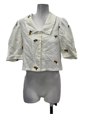 White Floral Print Allover Blouse