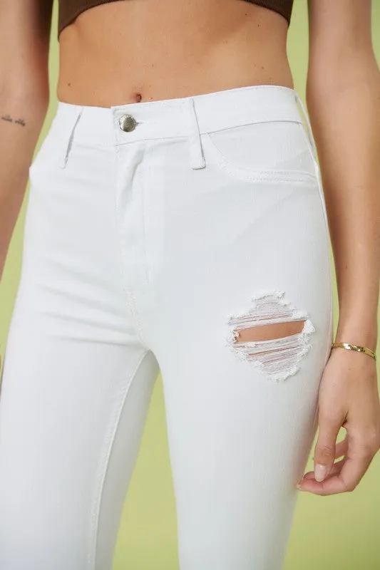 White High-Rise Flare Jean Pants
