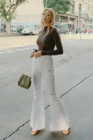 White High-Rise Flare Jean Pants