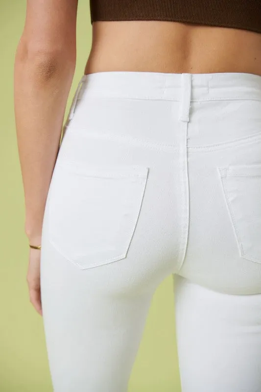 White High-Rise Flare Jean Pants