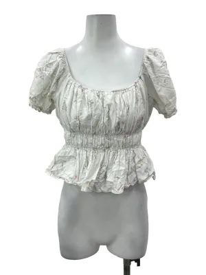 White Mini Flower Blouse