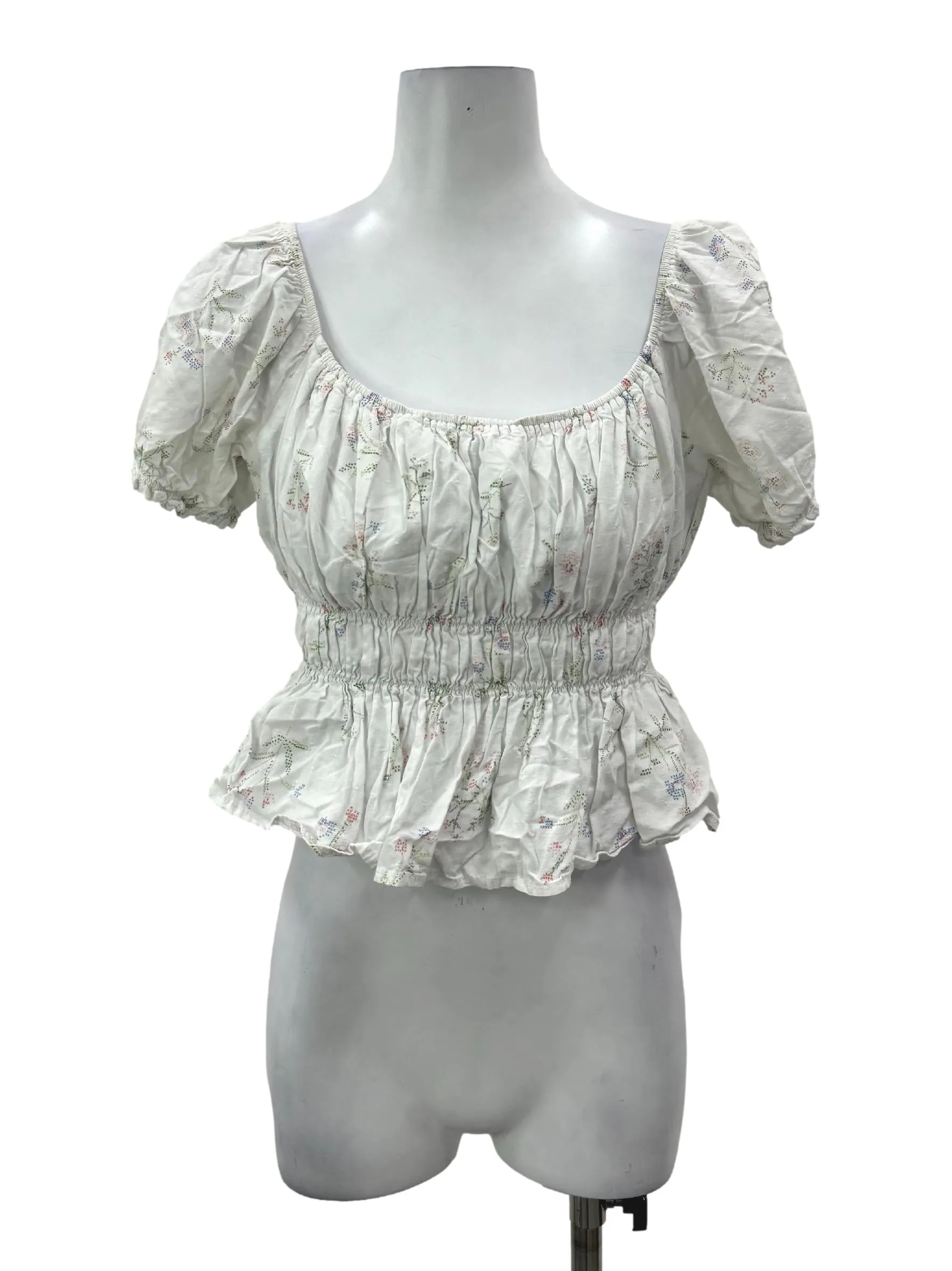 White Mini Flower Blouse