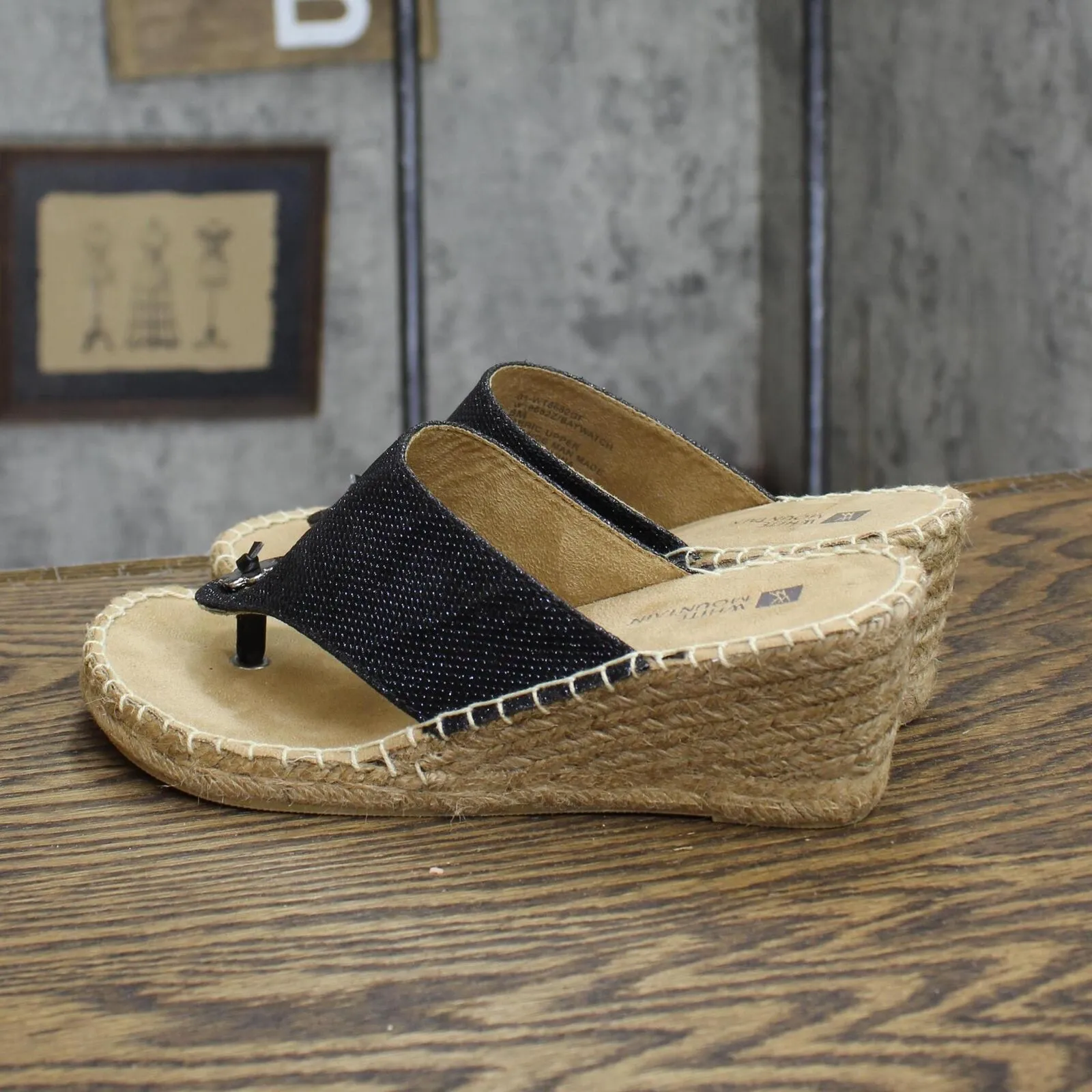 White Mountain Womens Thong Baywatch Espadrille Sandals 1853542 Black 6M