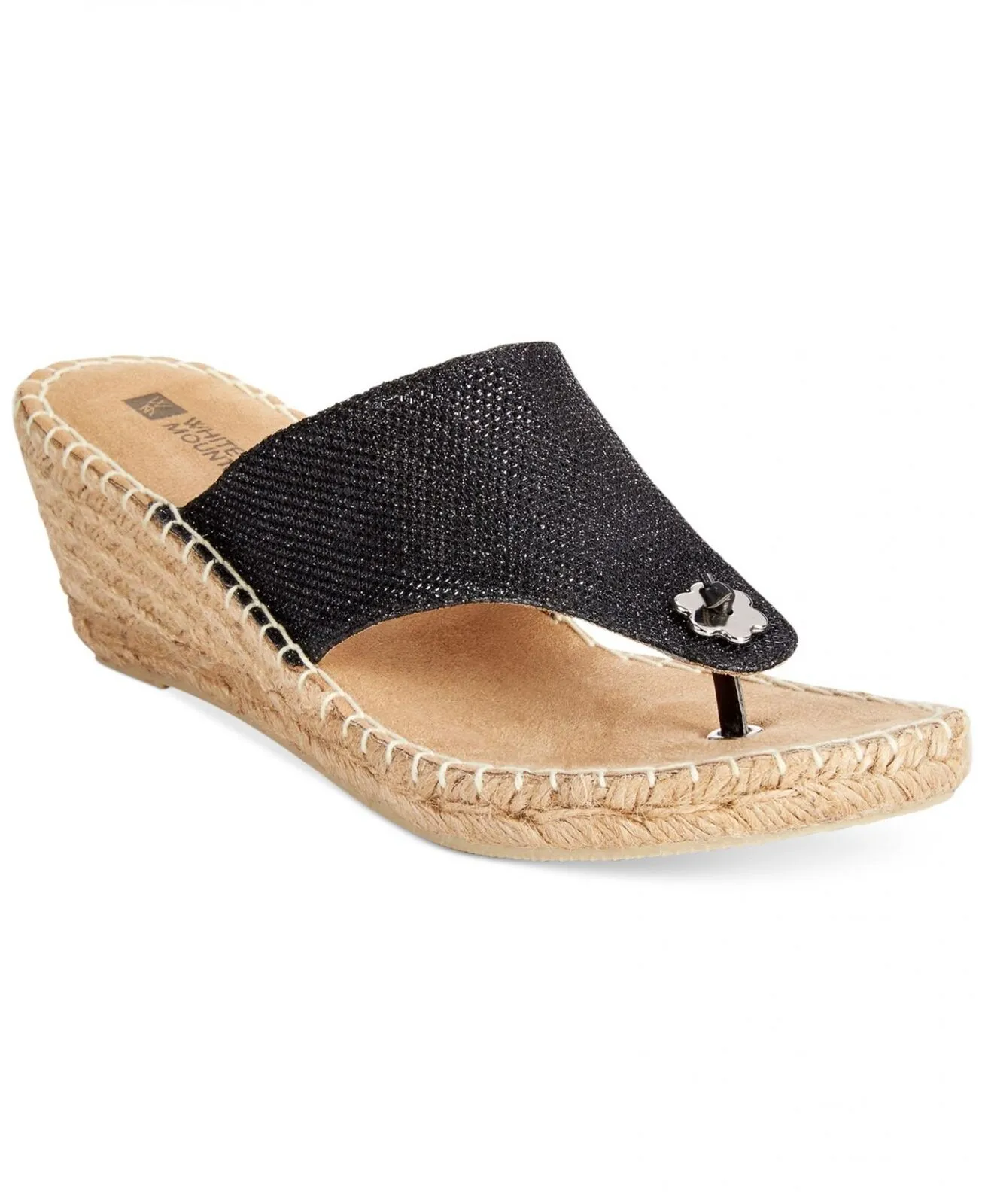 White Mountain Womens Thong Baywatch Espadrille Sandals 1853542 Black 6M