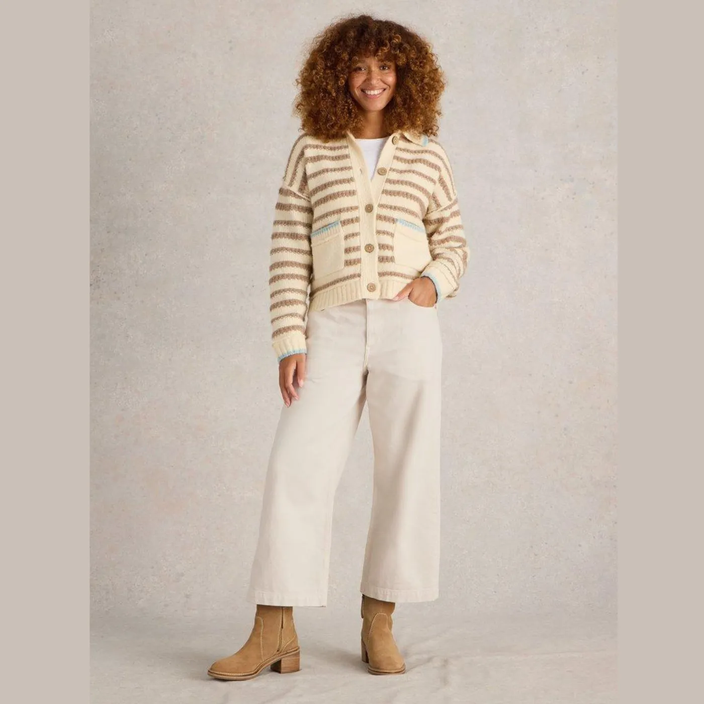 White Stuff Tia Wide Leg Crop Jean | Natural White