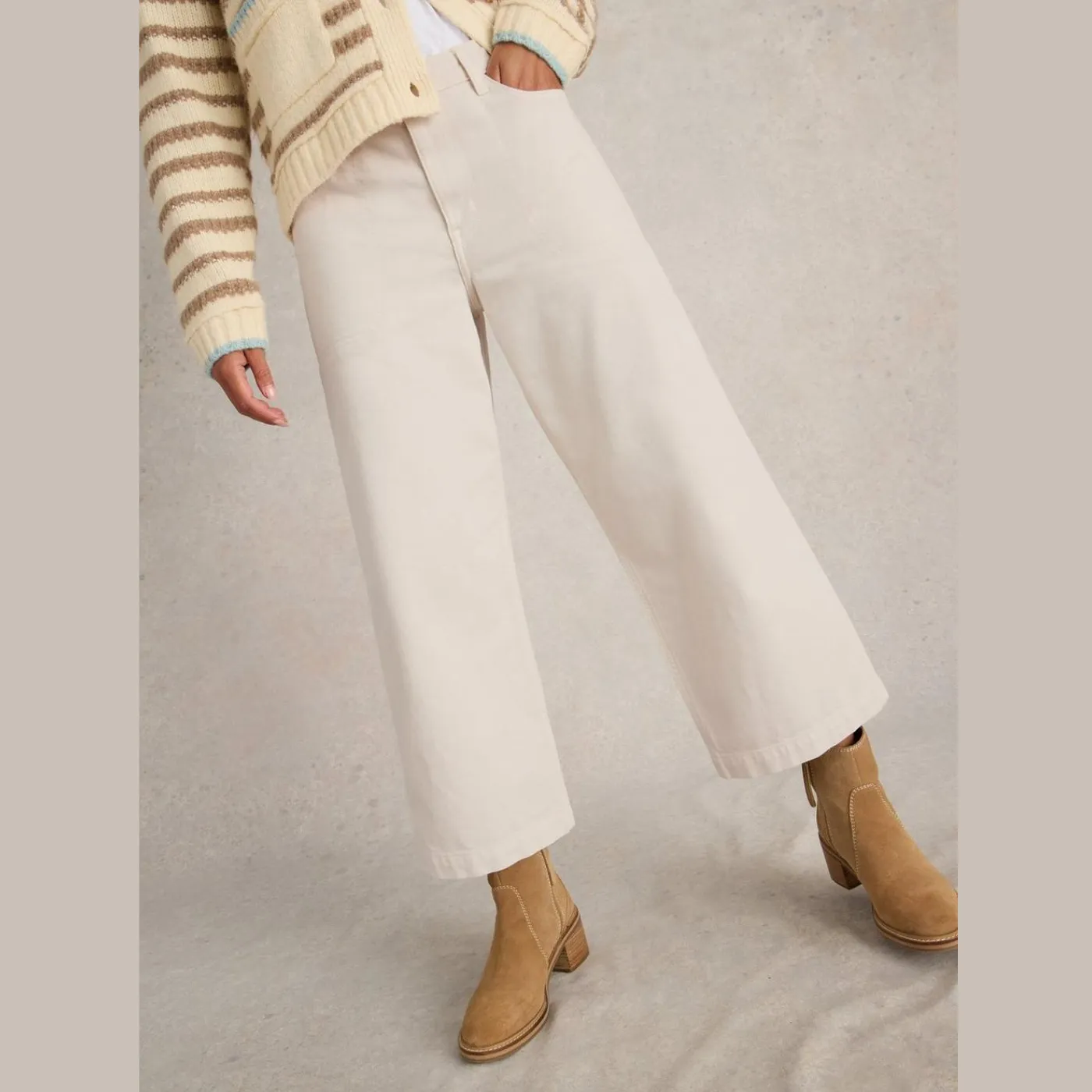 White Stuff Tia Wide Leg Crop Jean | Natural White
