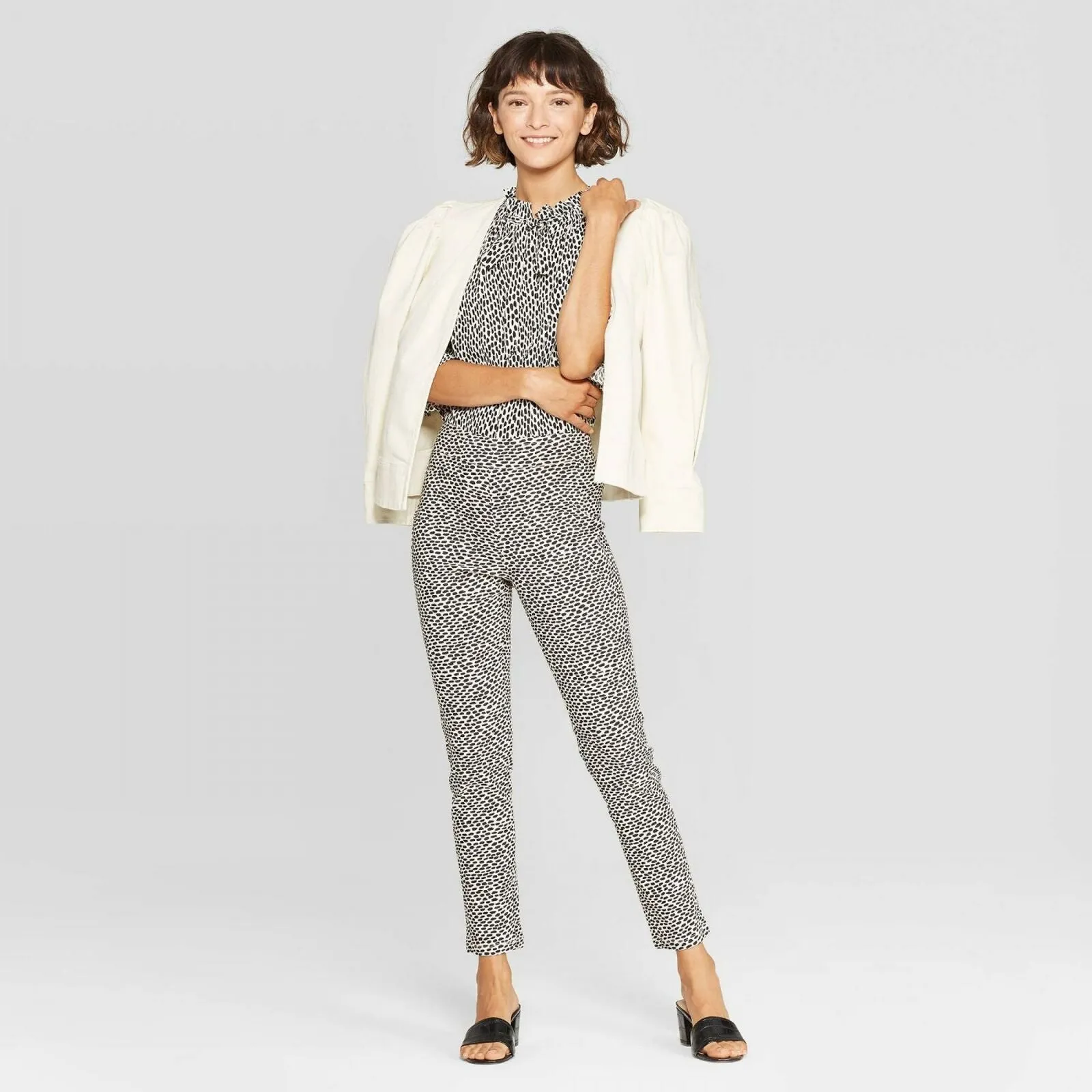 Who What Wear Animal Print High Rise Ankle Length Skinny Cropped Pants