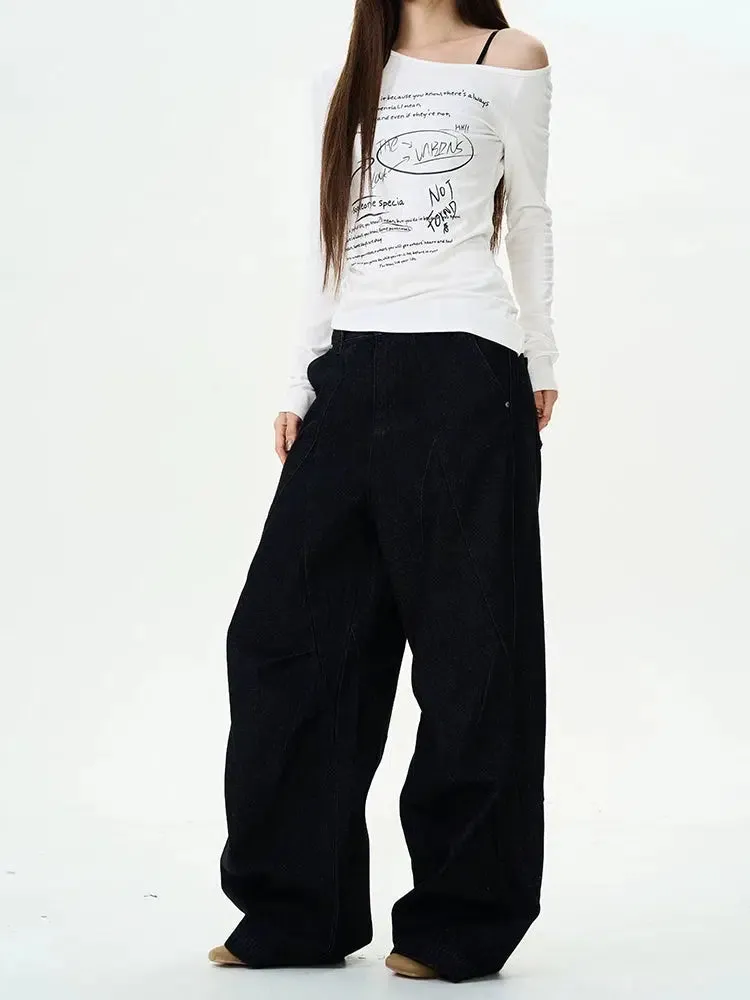 Wide-Leg Denim Pants