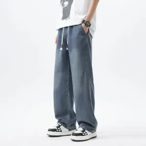 Wide-Leg Drawstring Jeans
