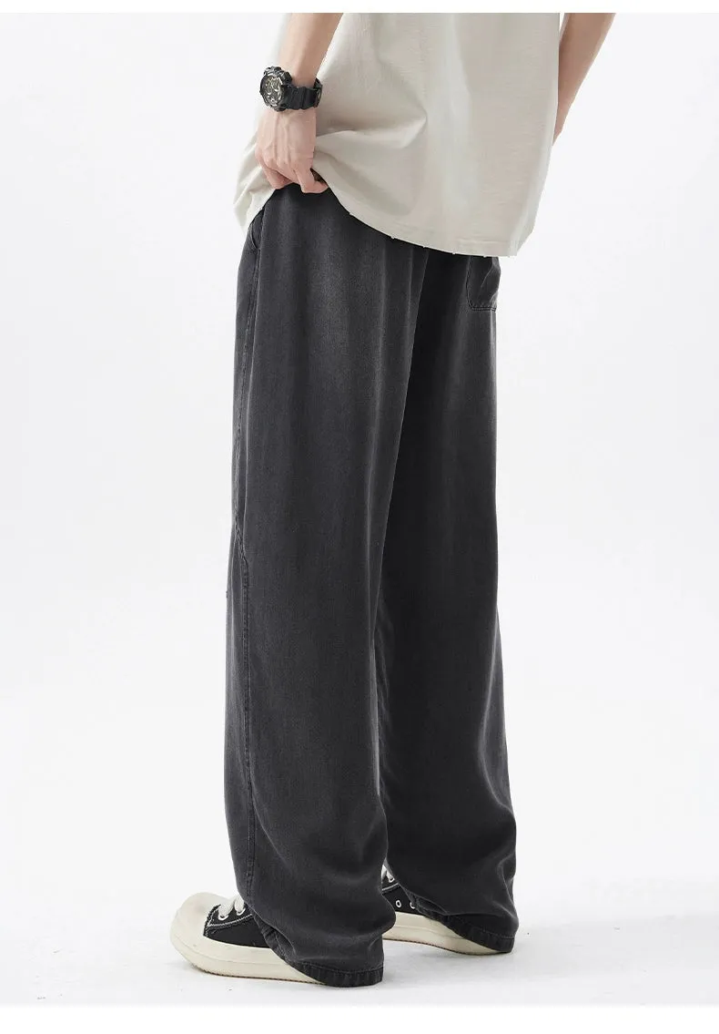 Wide-Leg Drawstring Jeans