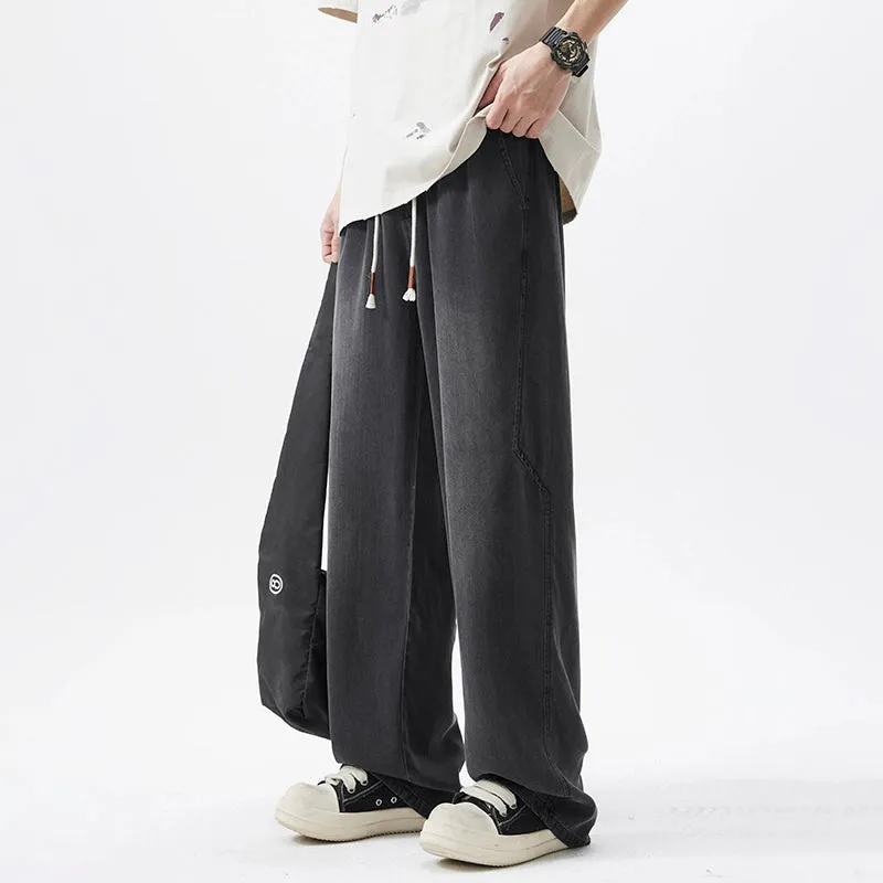 Wide-Leg Drawstring Jeans