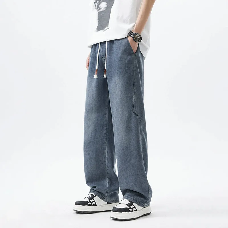 Wide-Leg Drawstring Jeans