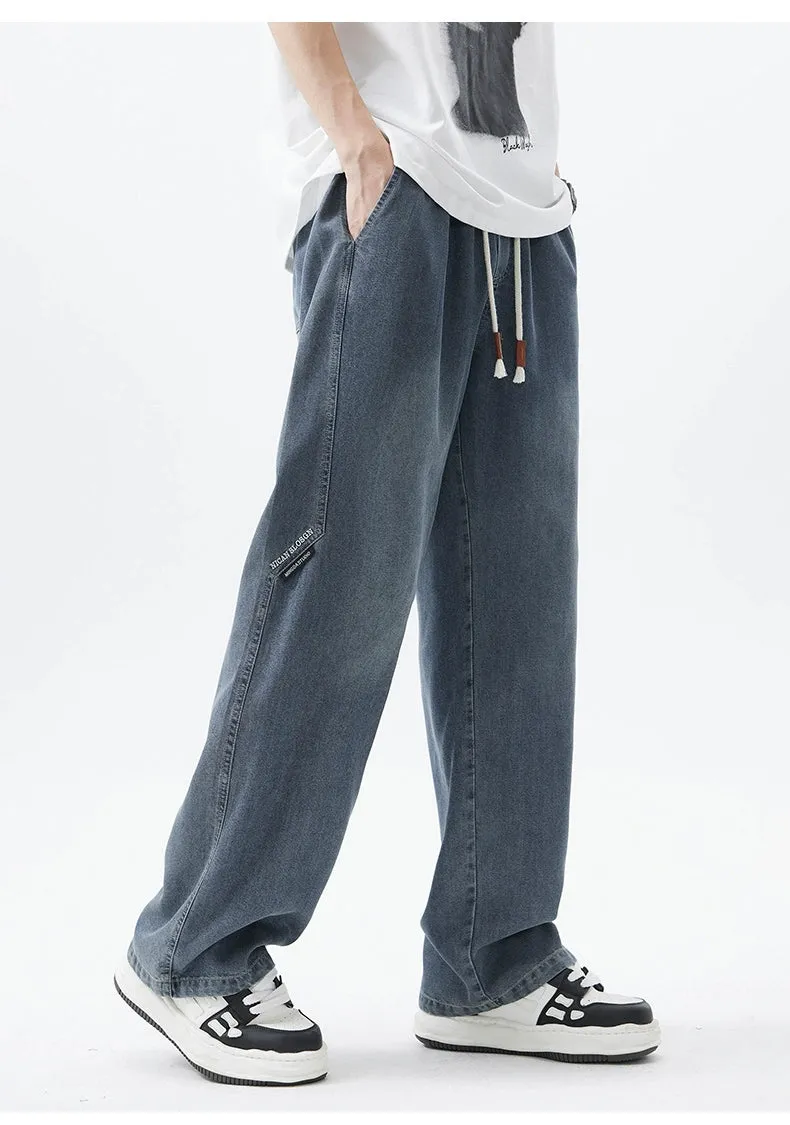 Wide-Leg Drawstring Jeans
