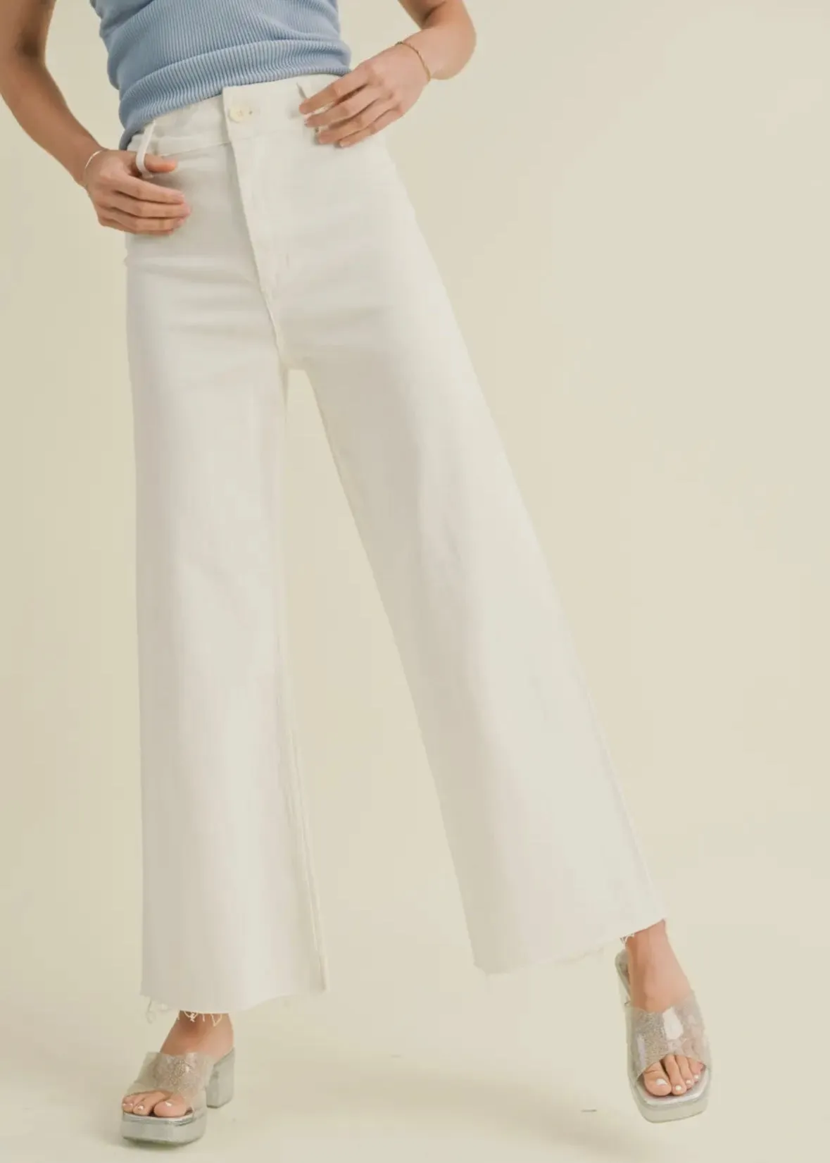 Wide Leg Raw Hem Jeans