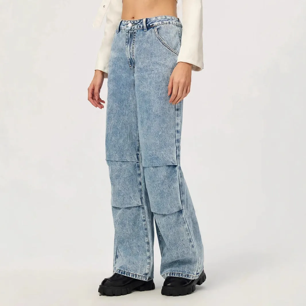 Women Casual Straight Leg Wide Leg Jeans