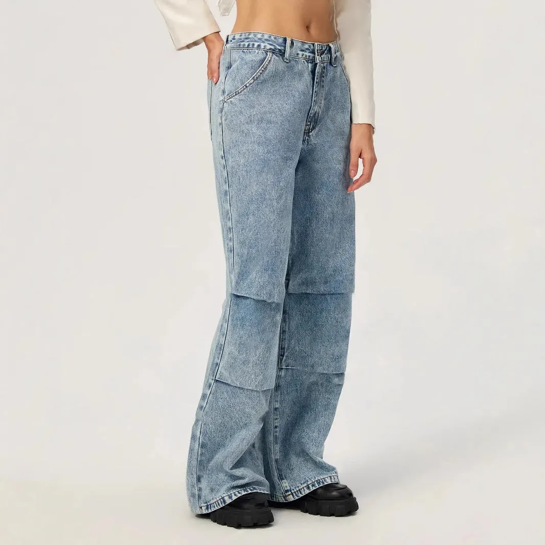Women Casual Straight Leg Wide Leg Jeans