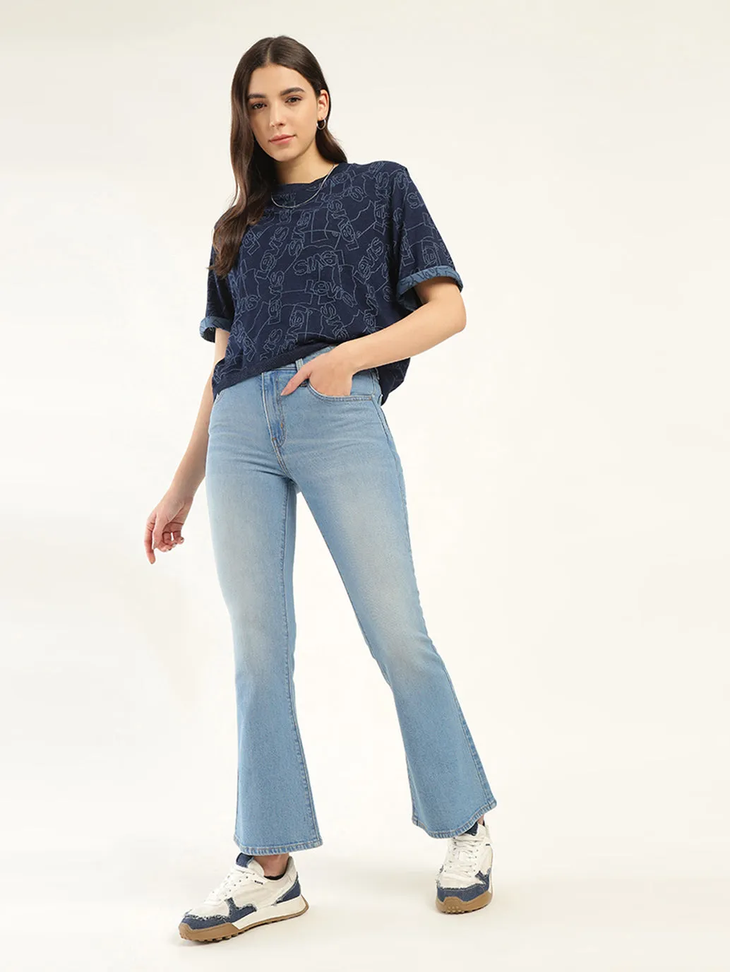 Women's 726 Blue Flared Fit High Rise Jeans