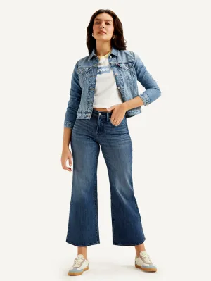 Women's Blue Flared Fit High Rise Jeans