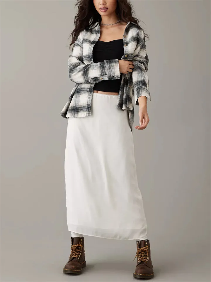 Women's Casual Long Sleeve Button Plaid Blouses