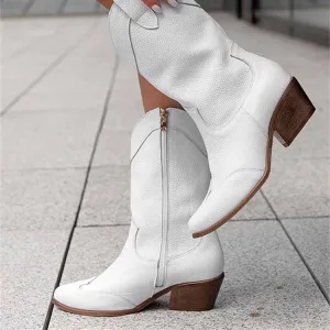 Women's Country Dress Boots Side Zipper Comfortable Booties