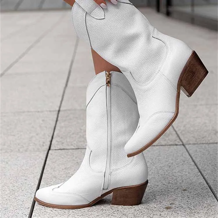 Women's Country Dress Boots Side Zipper Comfortable Booties