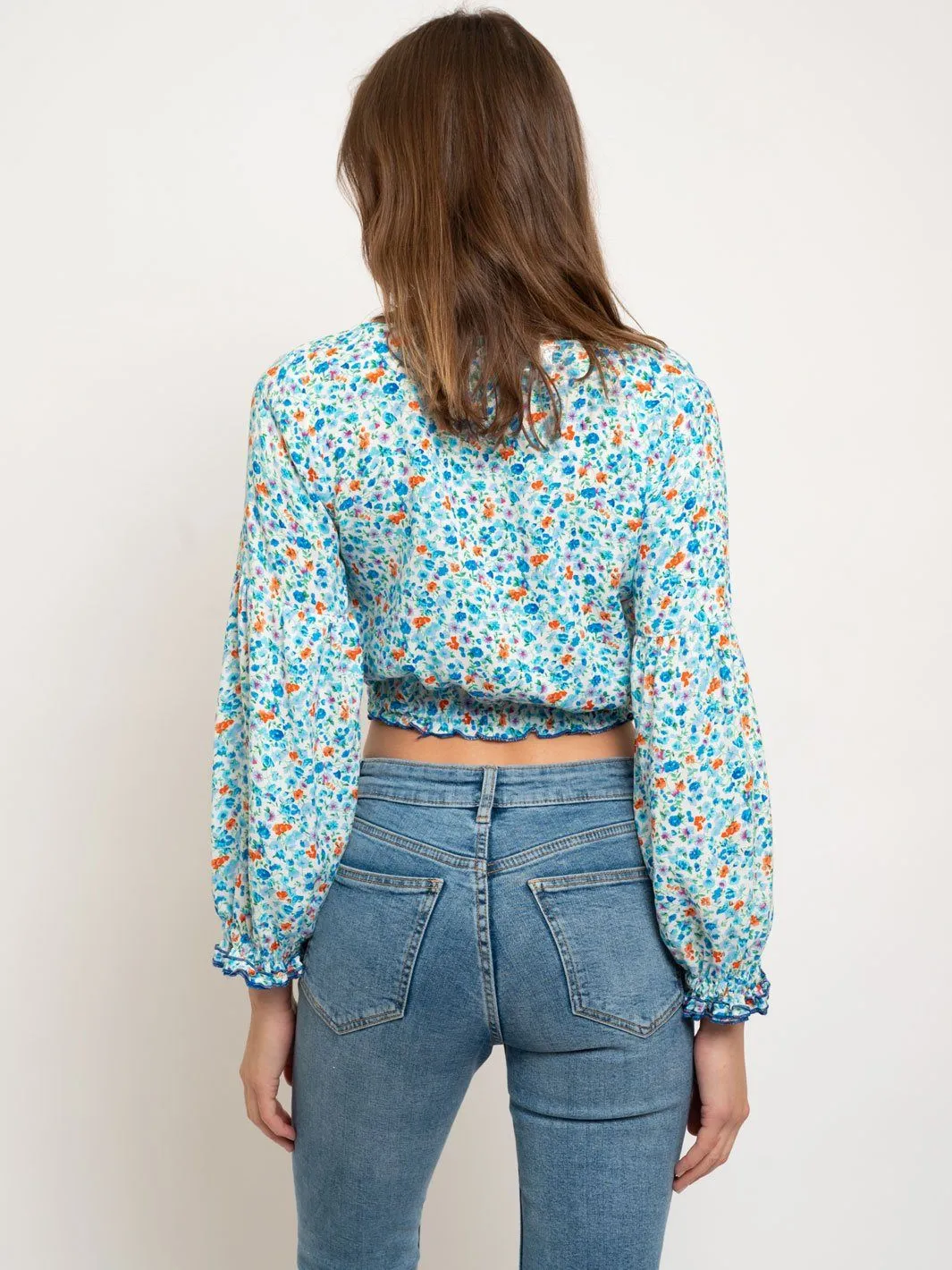 WOMEN'S CROP FLORAL TOP