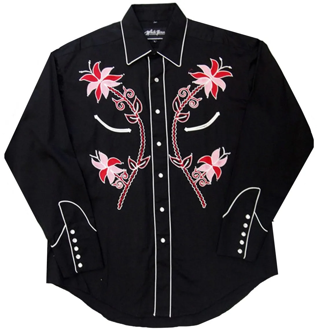 Women's Embroidered Western Shirt: White Horse Floral Design
