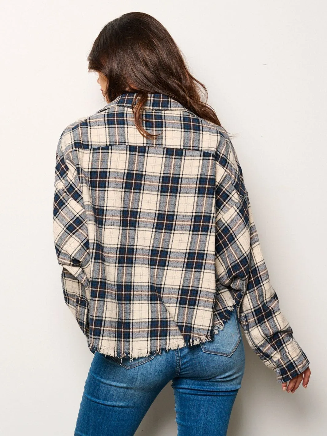 WOMEN'S LONG SLEEVE BUTTON UP PLAID TOP