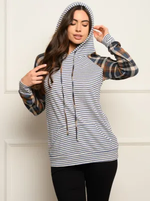 WOMEN'S LONG SLEEVE MULTI PRINT HOODIE TOP
