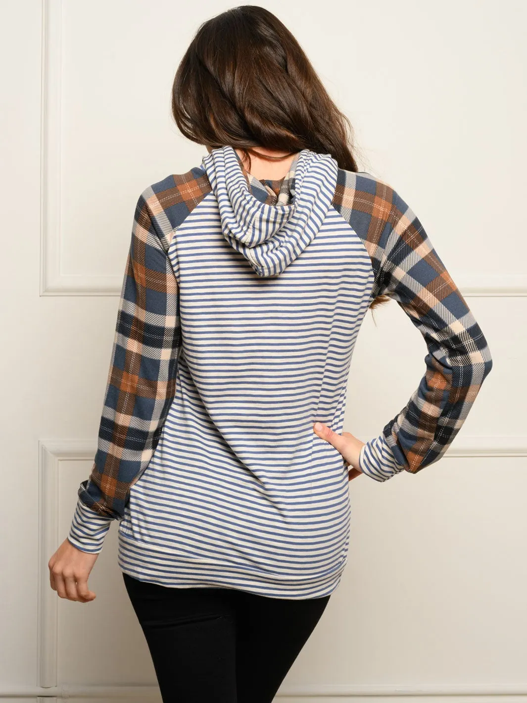 WOMEN'S LONG SLEEVE MULTI PRINT HOODIE TOP
