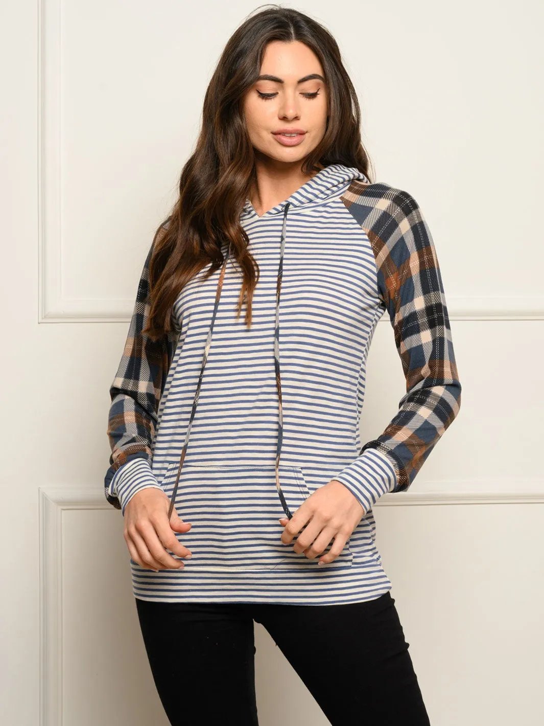 WOMEN'S LONG SLEEVE MULTI PRINT HOODIE TOP