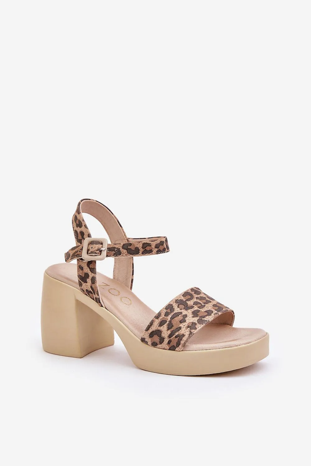 Women's natural leather heel sandals