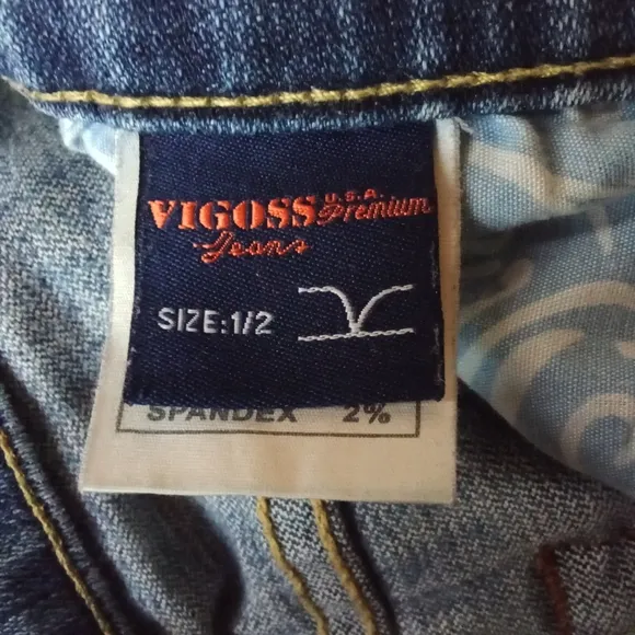 Women's Vigoss Jeans Ripped Distressed Flared Bell Bottom Size 1 Medium Wash