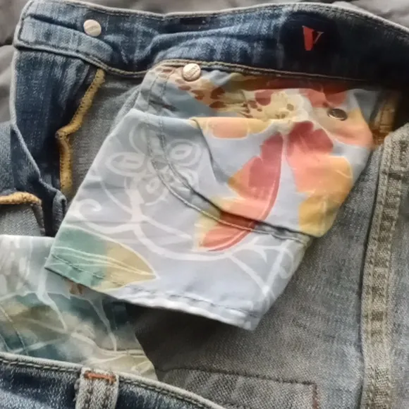 Women's Vigoss Jeans Ripped Distressed Flared Bell Bottom Size 1 Medium Wash