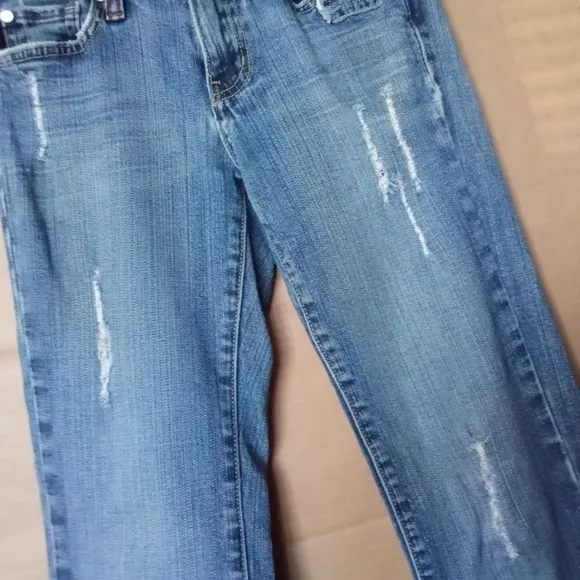 Women's Vigoss Jeans Ripped Distressed Flared Bell Bottom Size 1 Medium Wash