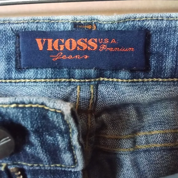 Women's Vigoss Jeans Ripped Distressed Flared Bell Bottom Size 1 Medium Wash