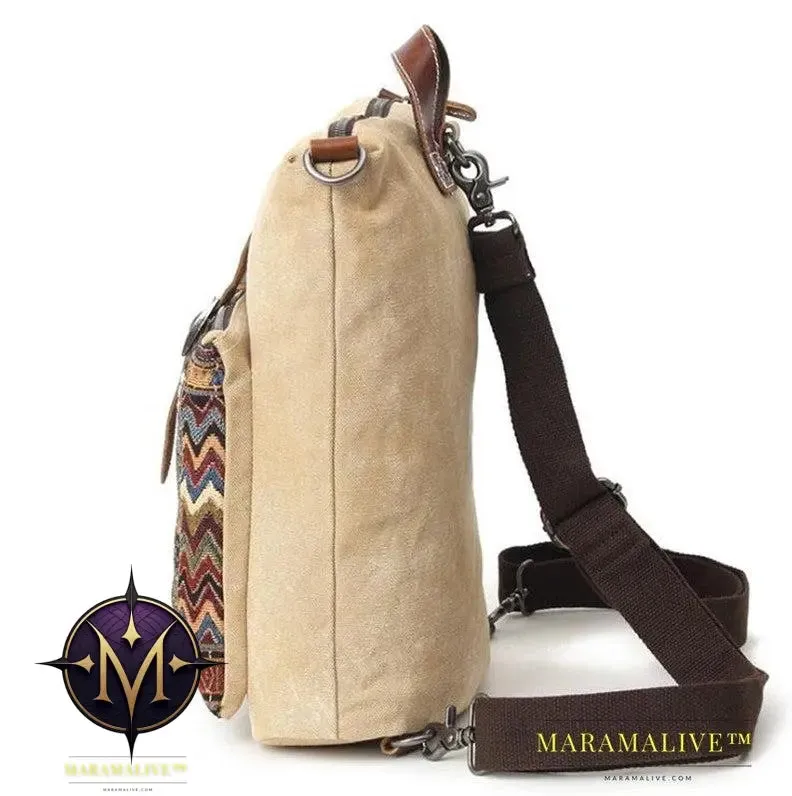 Women's Waterproof Canvas With Top Layer Leather Backpack