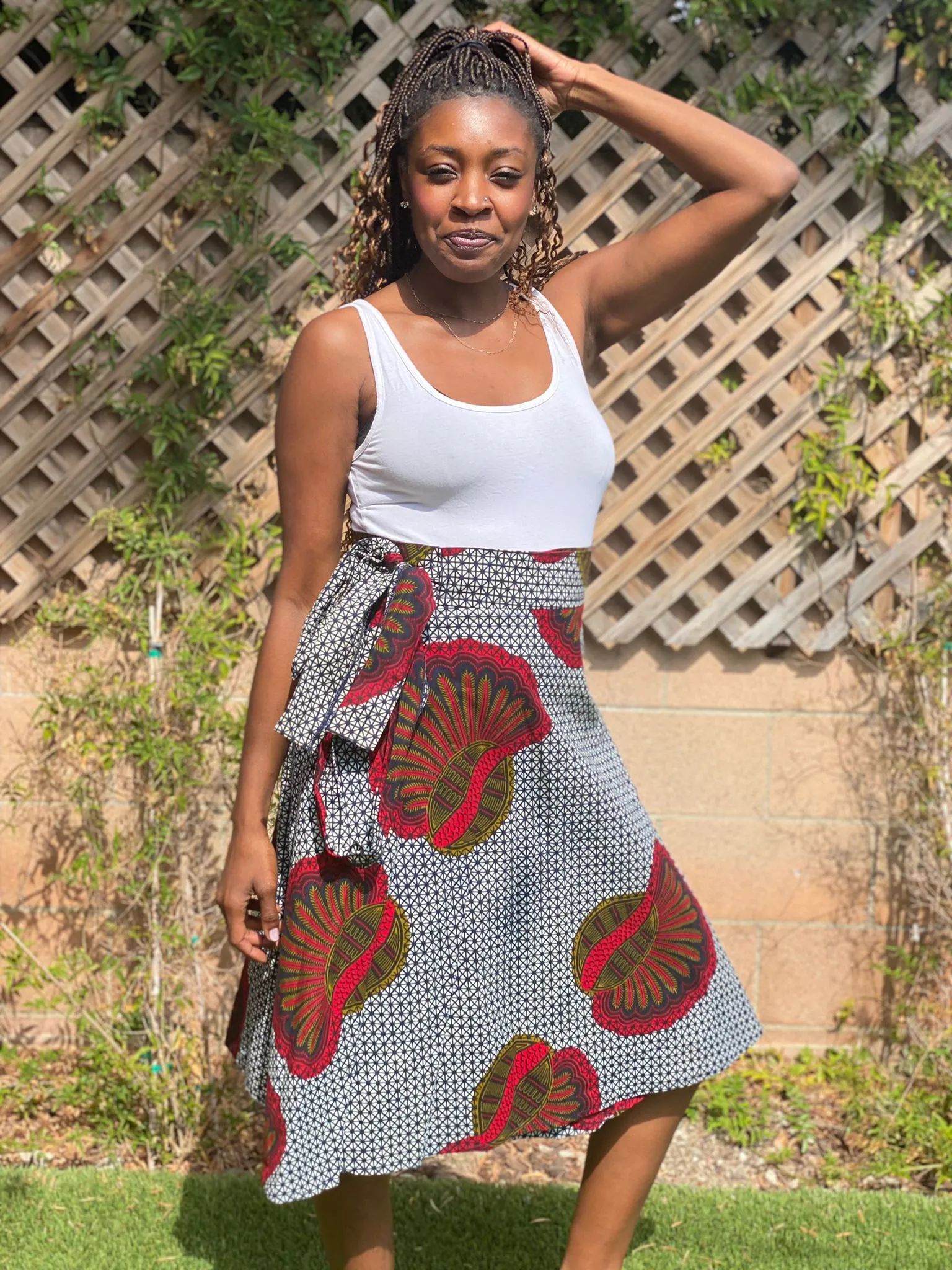 Wrap Skirt Mid-Length "Red shell"