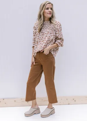 X Judy Blue Tummy Control Camel Wide Leg Crop