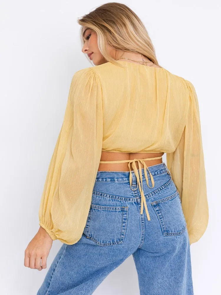 Yaritza Balloon Sleeve Cropped Top
