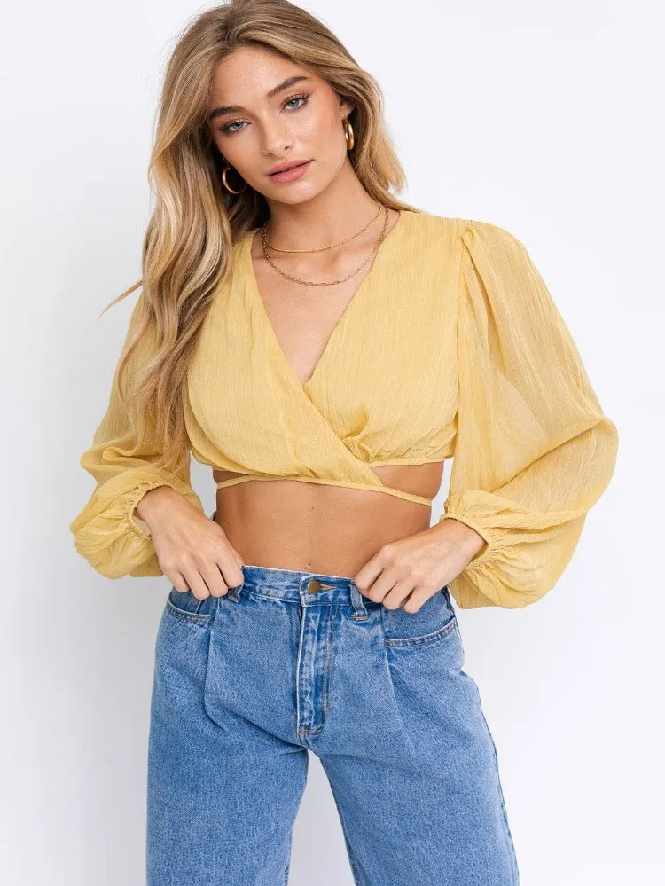 Yaritza Balloon Sleeve Cropped Top