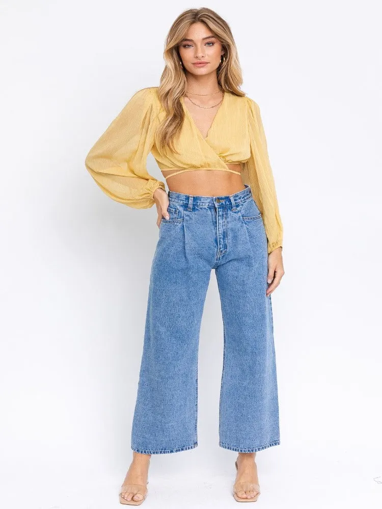Yaritza Balloon Sleeve Cropped Top